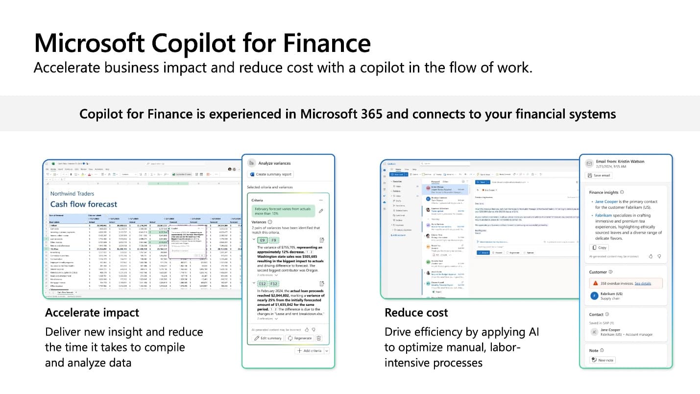 Microsoft Copilot for Finance interface