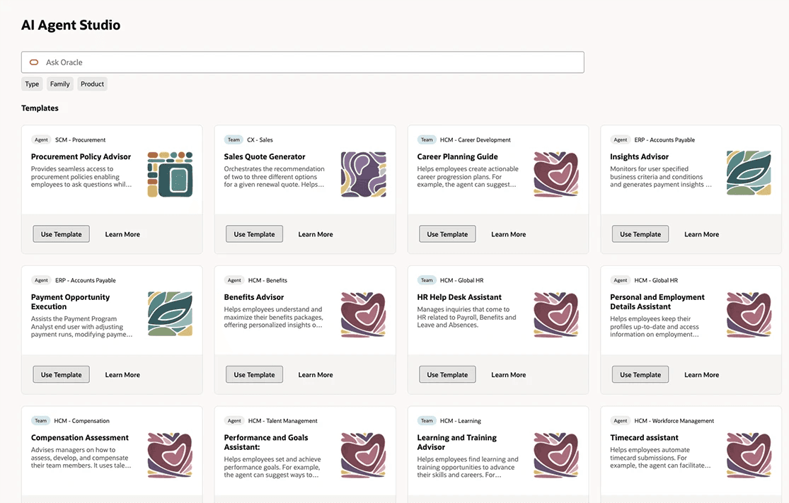 Oracle AI Studio interface