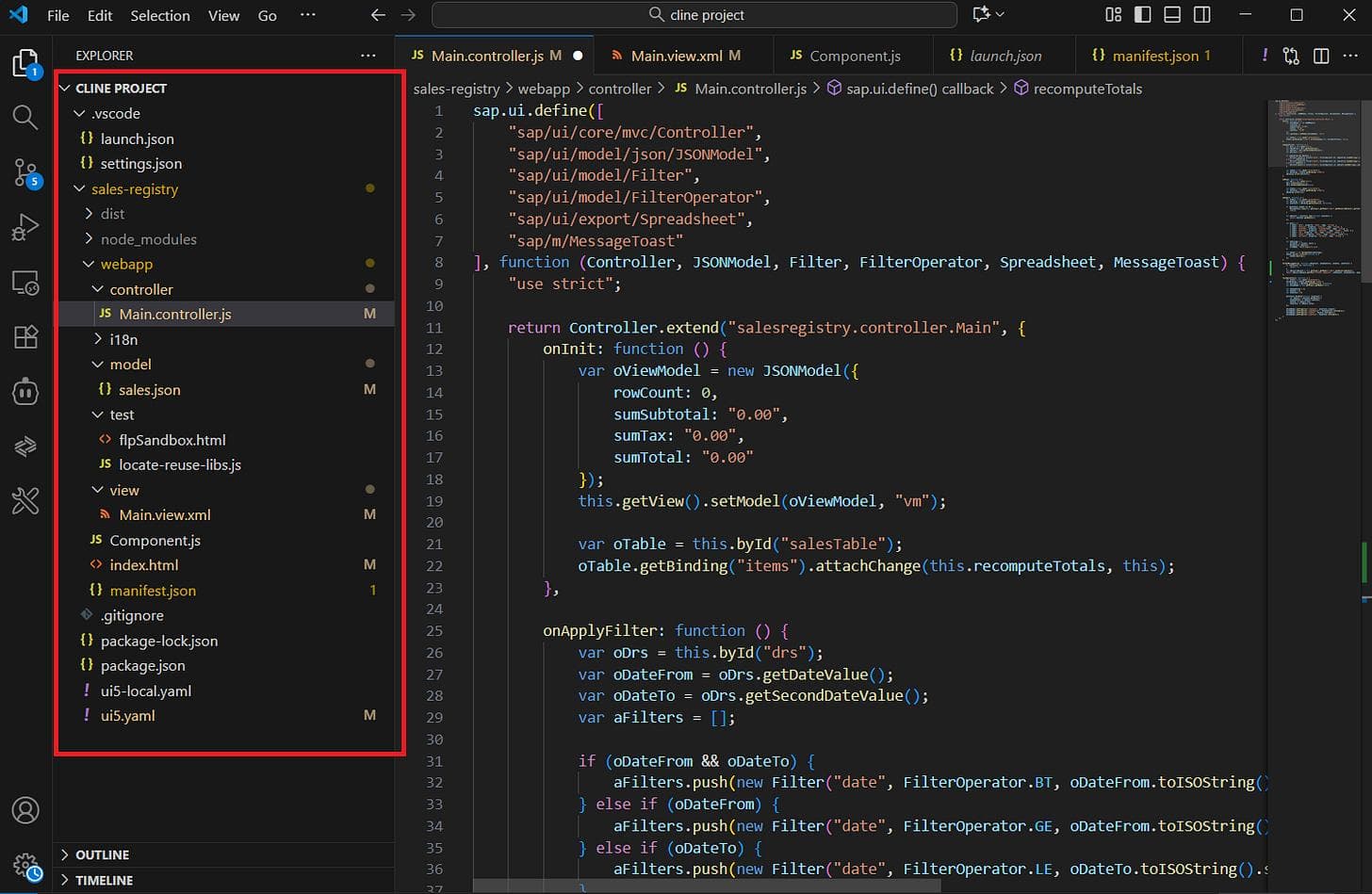 Cline scaffolding the app