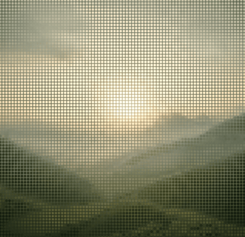 Halftone landscape illustrating modernization